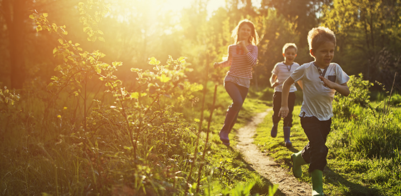 Kids running in the park