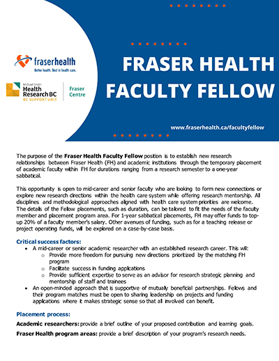 Fraser Health Faculty Fellow Position document