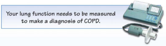 spirometry test machine that measures your lung function to make a diagnosis of COPD