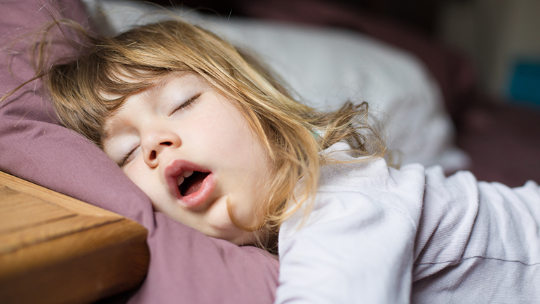 Girl sleeping with mouth open