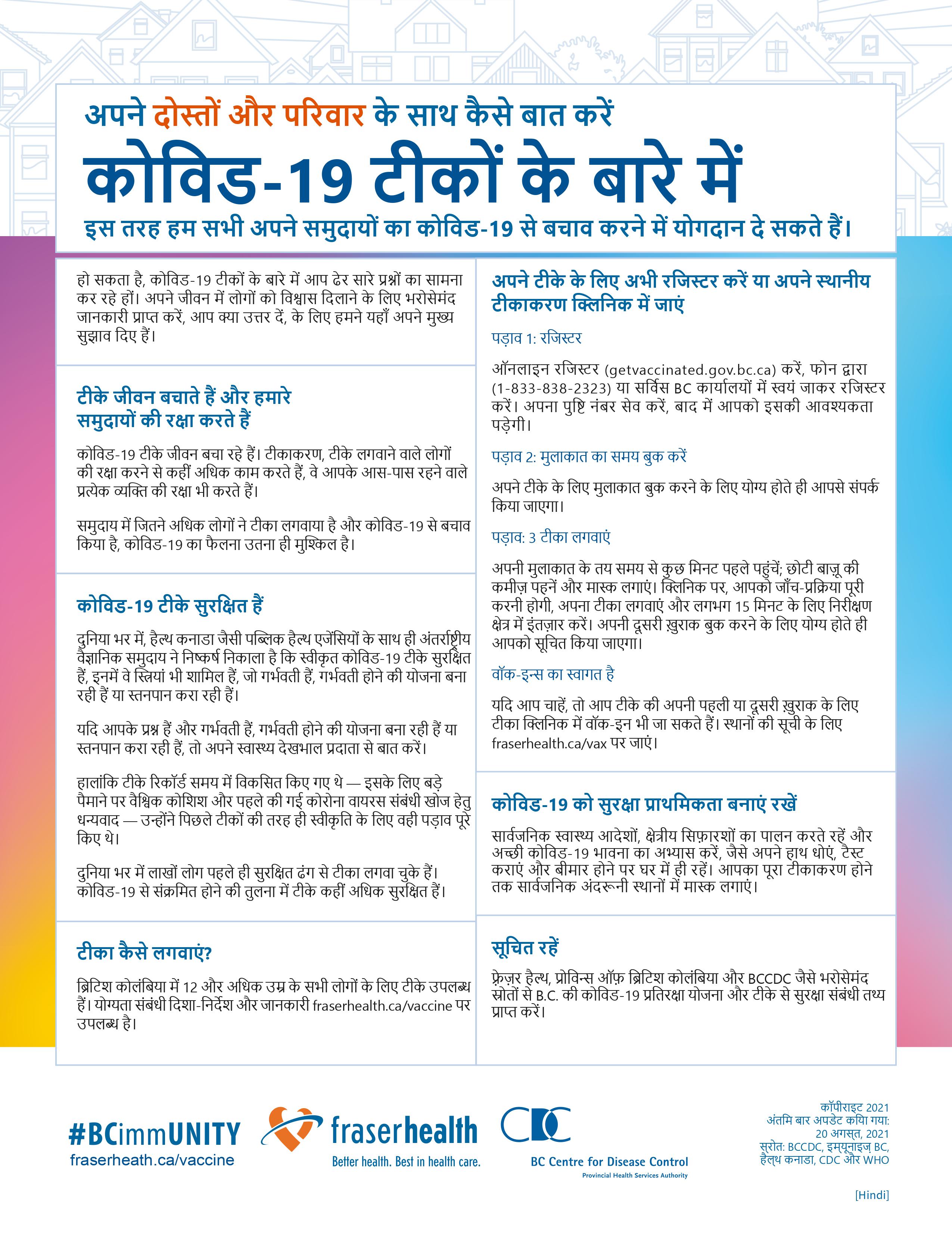 Infographic on how to talk to your friends about COVID-19 vaccines in Hindi