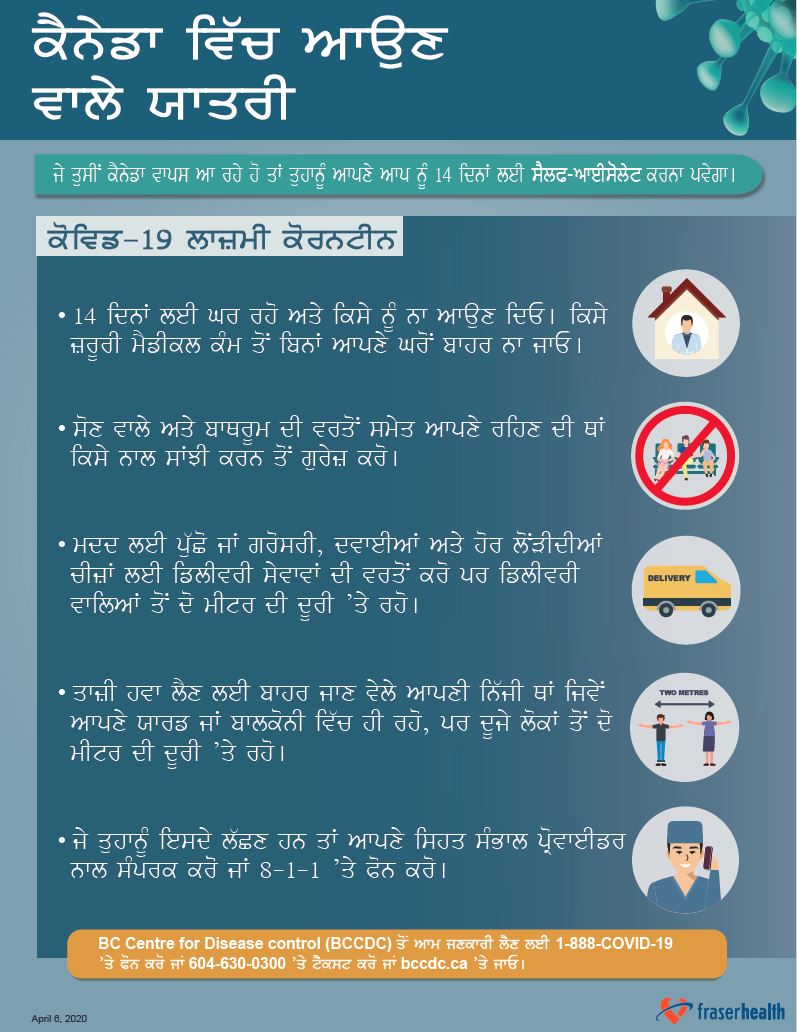 Self isolation poster in Punjabi