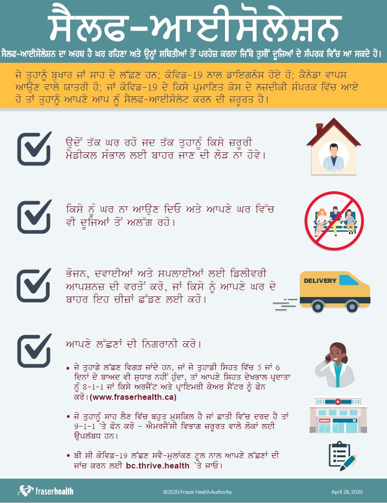 Self isolation poster in Punjabi