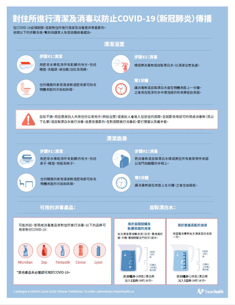 How to clean and disinfect your home to prevent the spread of COVID-19 in traditional Chinese
