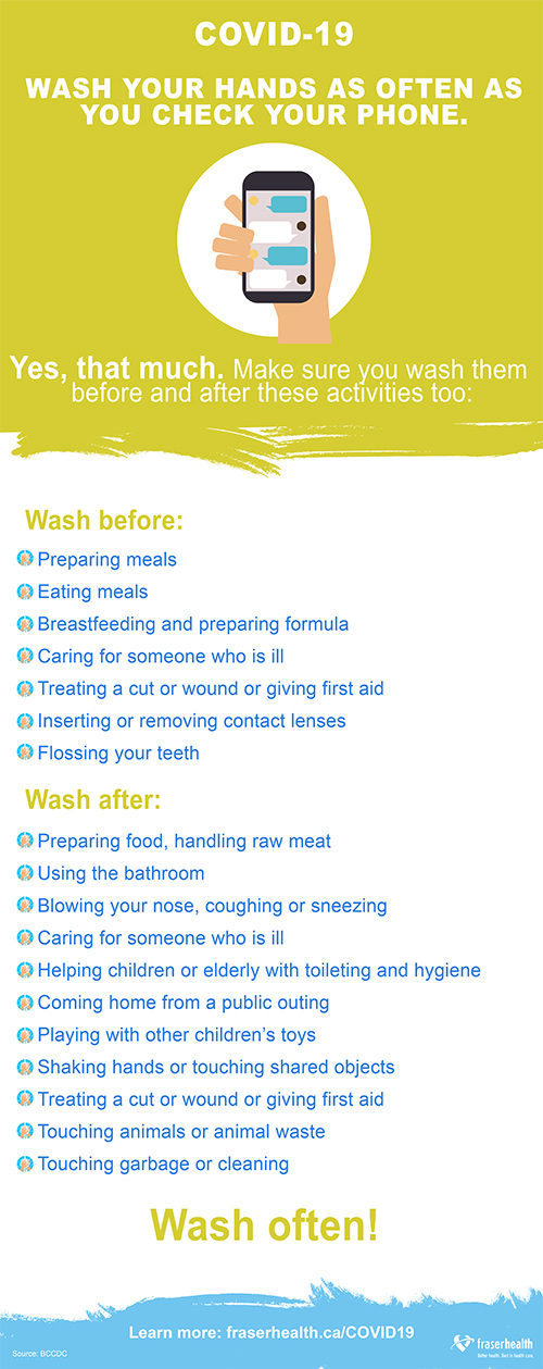 Wash your hands as often as you check your phone - infographic