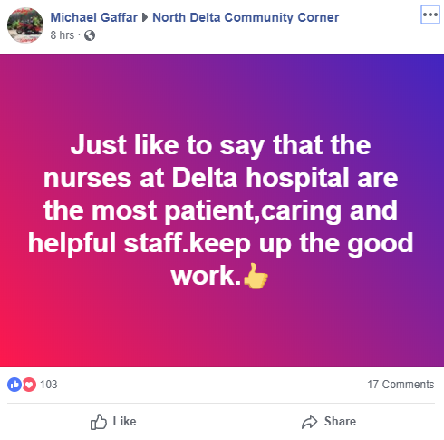Delta Hospital high five