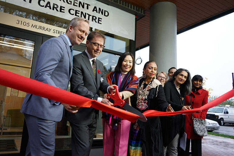 Rick Glumac, MLA Port Moddy-Coquitlam; Adrian Dix, Minister of Health; Dr. Victoria Lee, President and CEO, Fraser Health, Shuel-let-qua Q:olosoet (Cynthia Jim), Board Member, Fraser Health; Dr. Nimeera Kassam; Ramya Hosak, Board Member, Fraser Health.