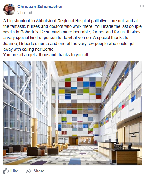 Screenshot of Christian Schumacher's post on Facebook