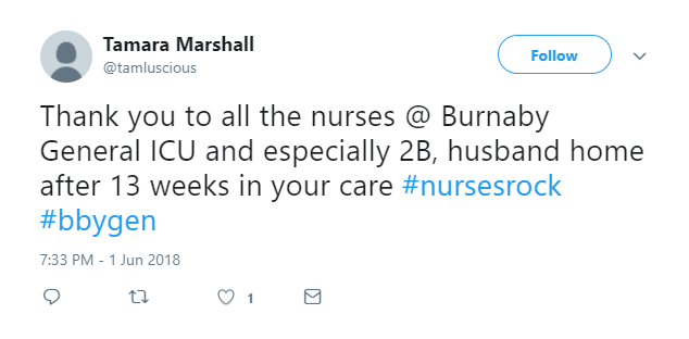 Screenshot of Tamara Marshall's post on Twitter