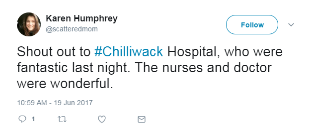 Screenshot on Karen Humphrey's post on Twitter