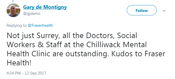 Screenshot of Gary de Montigny's post on Twitter