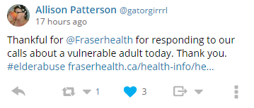 Screenshot of Allison Patterson's post on Twitter