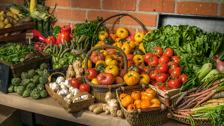 Vegetables in a table in a market