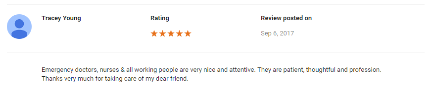 Screenshot of Tracey Young's review on Google