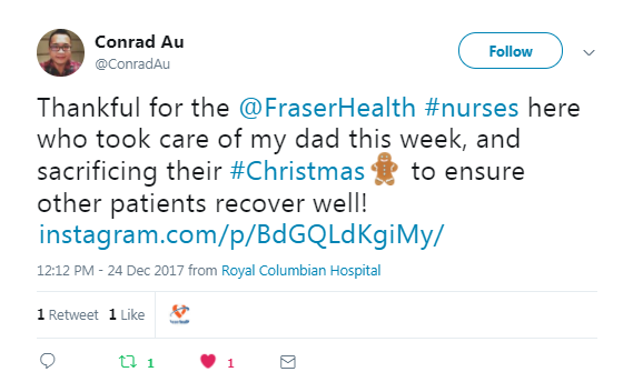 Screenshot of Conrad Au's post on Twitter