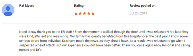 Screenshot of Pat Myers' review on Google