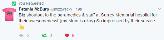 Screenshot of Petunia McBurp's post on Twitter