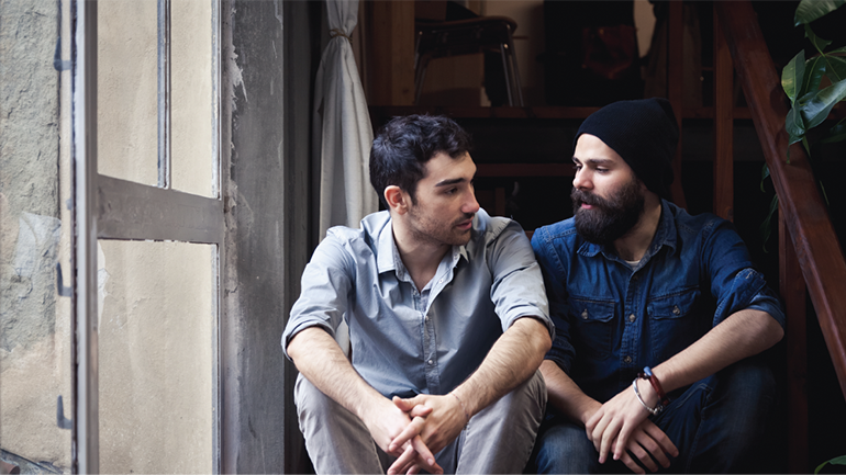 Two people talking to each other