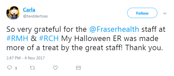 Screenshot of Carla's post on Twitter