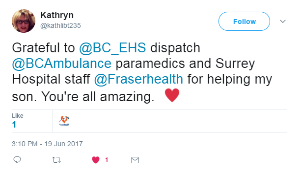 Screenshot of Kathryn's post on Twitter