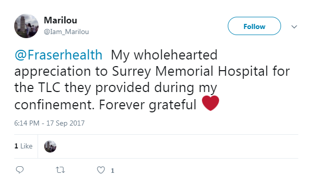 Screenshot of Marilou's post on Twitter