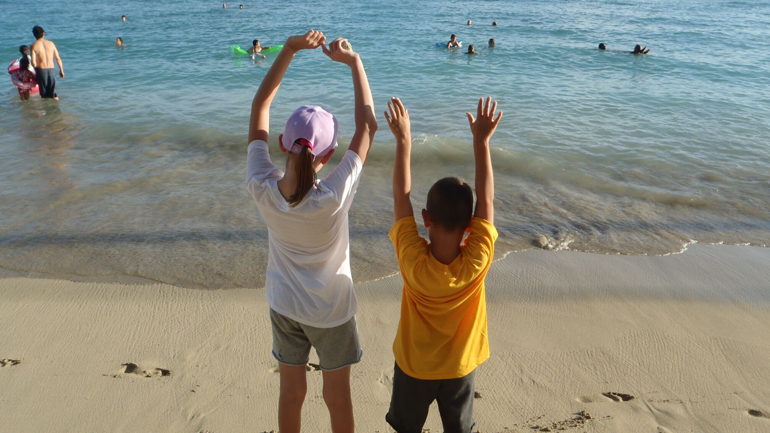 Two kids at the beach