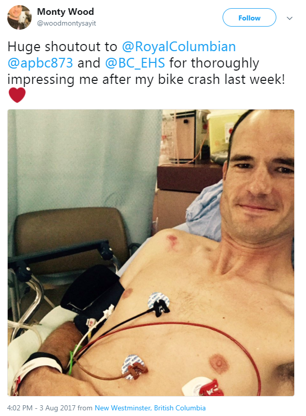 Screenshot of Monty Wood's post on Twitter