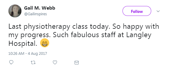 Screenshot of Gail Webb's post on Twitter