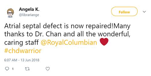 Screenshot of Angela K's post on Twitter