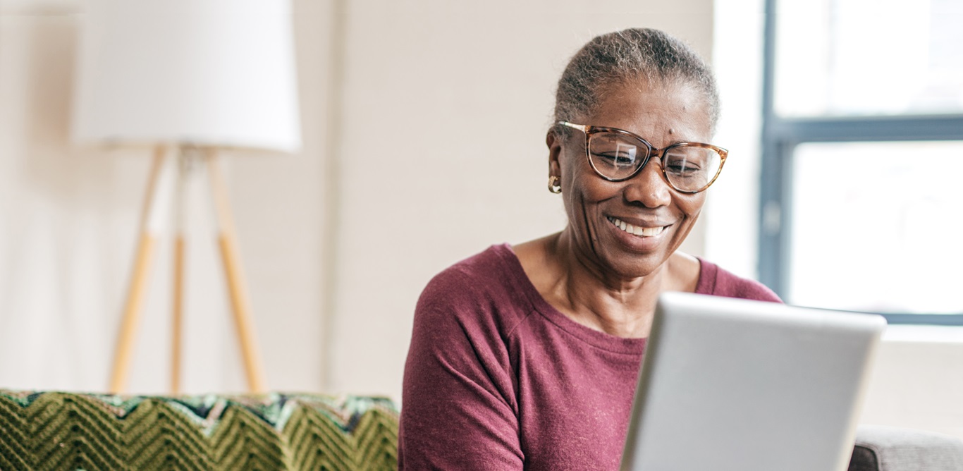 Woman looking at a tablet computer