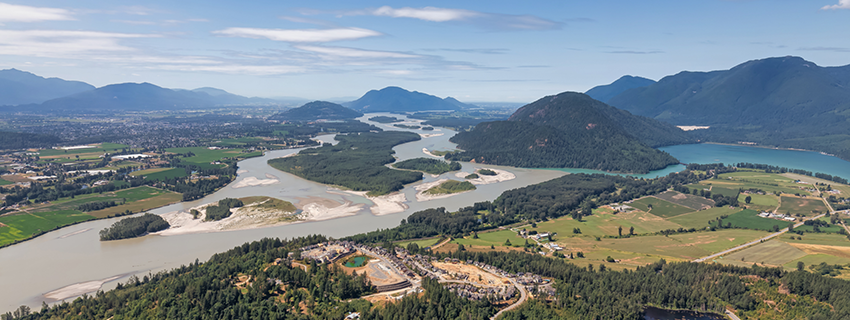 Chilliwack and Fraser River aerial view