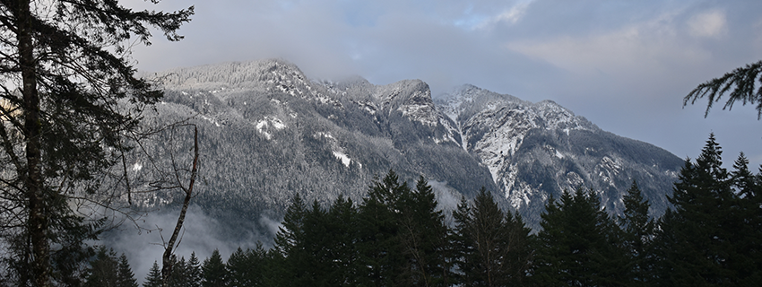 Hope mountain in winter with light dusting of snow