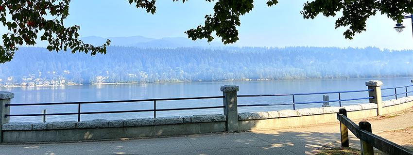 Port Moody Rocky Point pathway overlooking the Burrard Inlet towards Anmore