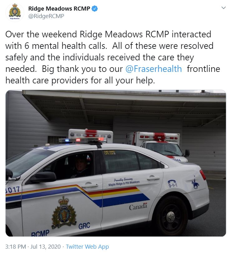 Screengrab of RCMP tweet