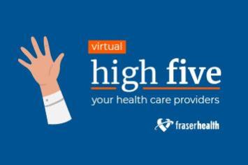 Illustrated hand with title that says "high five you health care providers".