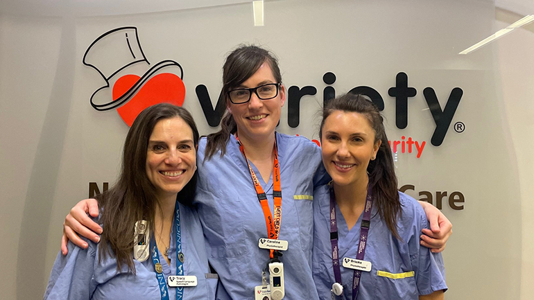 Tracy Marshall, speech language pathologist, Caroline Mombourquette, physiotherapist, Brooke Hannela, physiotherapist