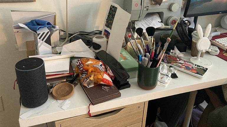 Cluttered desk