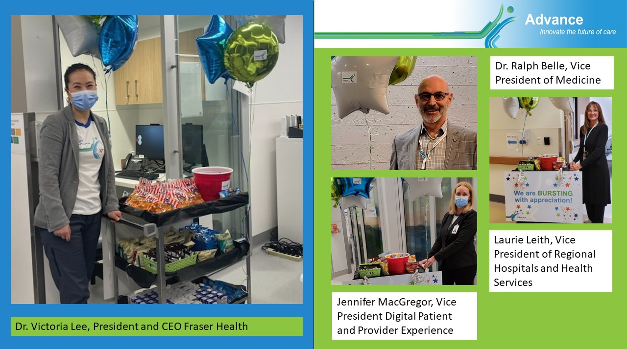Executives delivery candy on Go-Live day