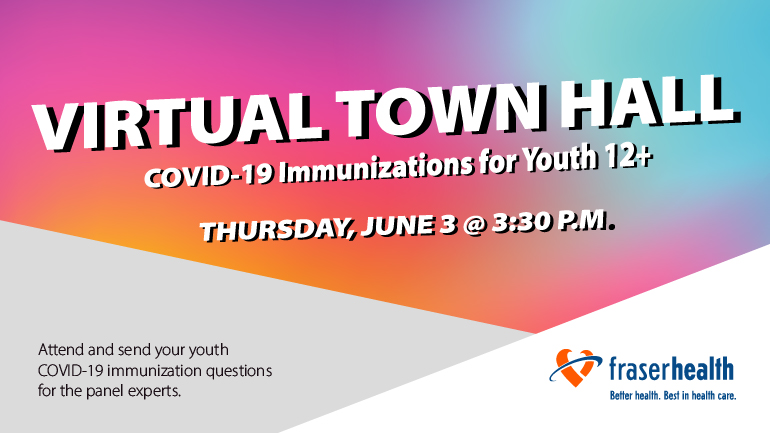 Virtual Town Hall for COVID-19 Immunization for Youth 12+ graphic