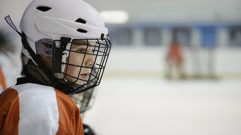 Boy on hockey rink