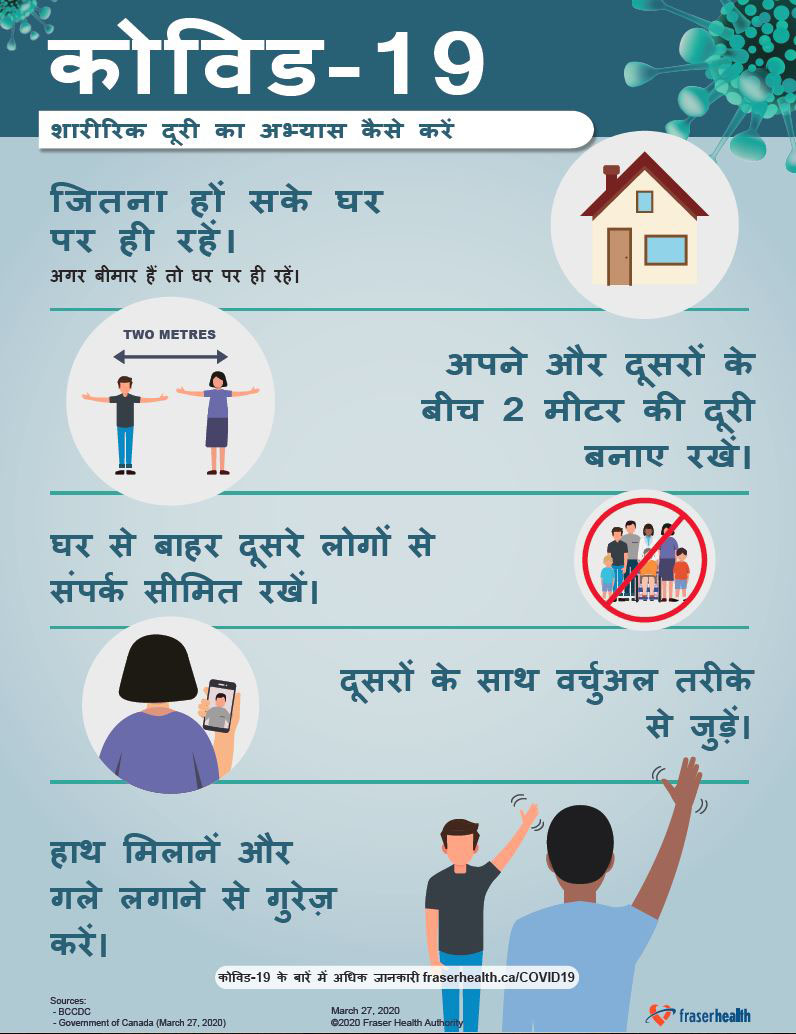 Physical distancing infographic in Hindi