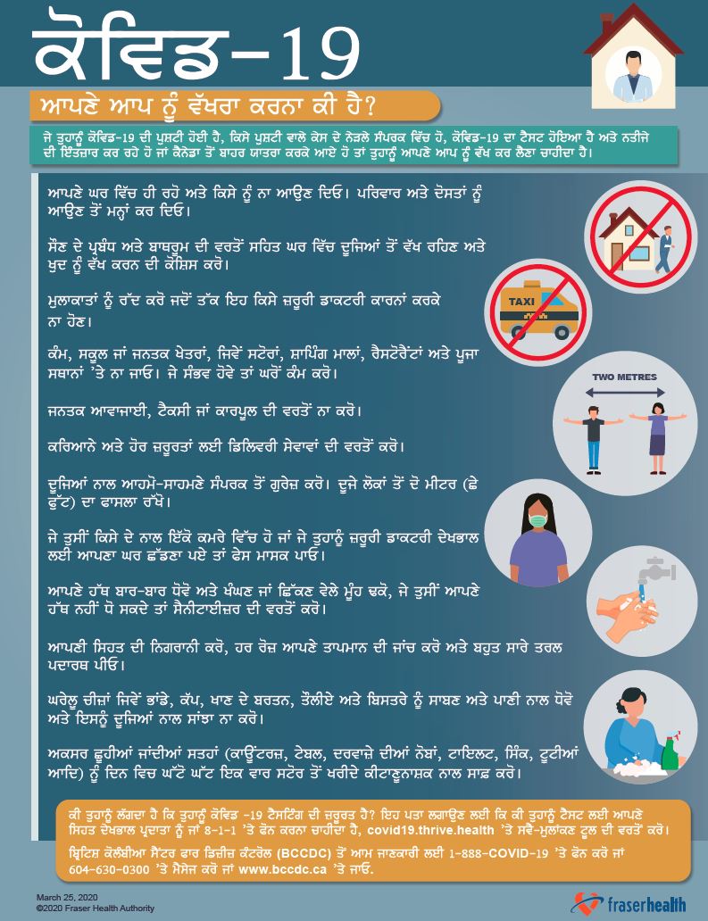 What is self isolation infographic in Punjabi