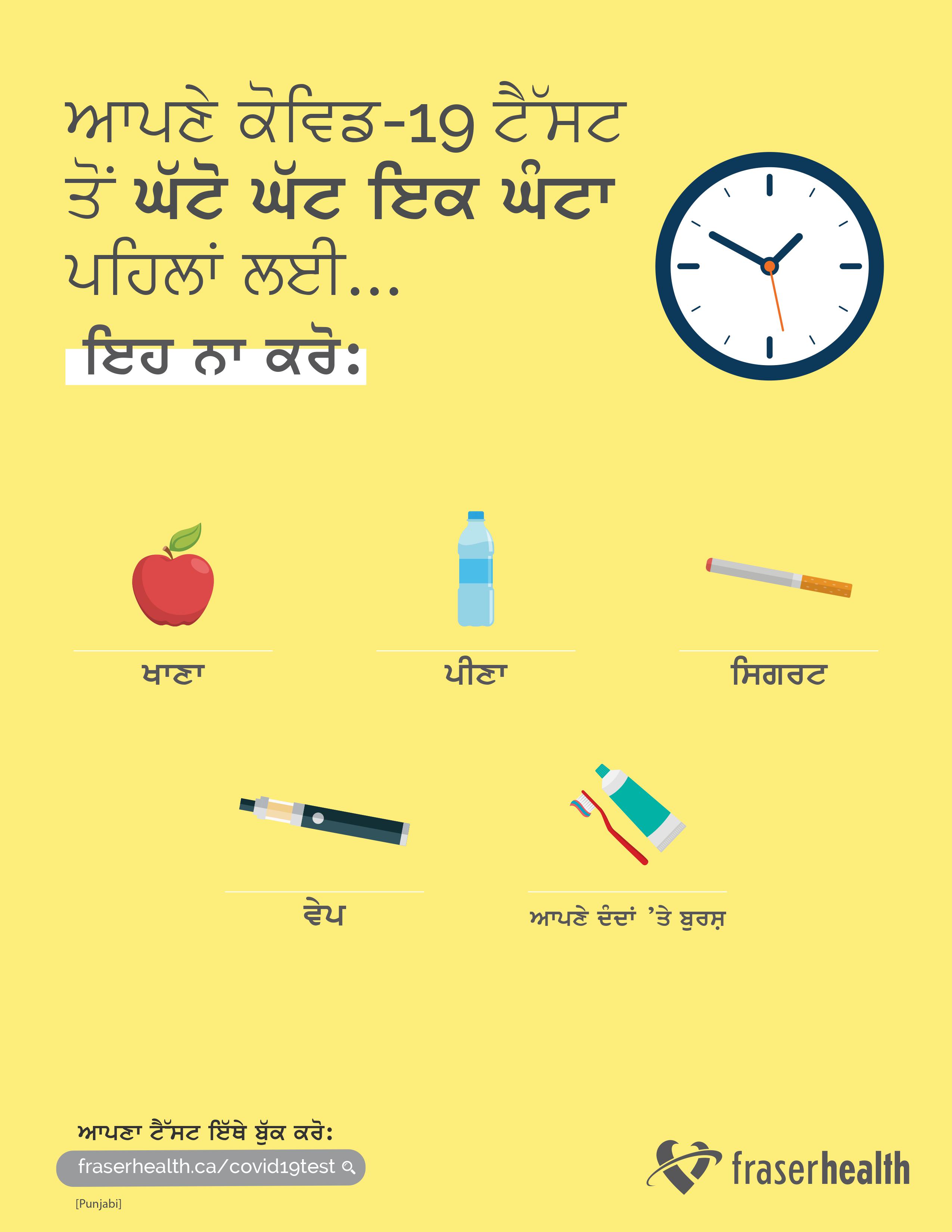Instructions on how to prepare for your COVID-19 test in Punjabi
