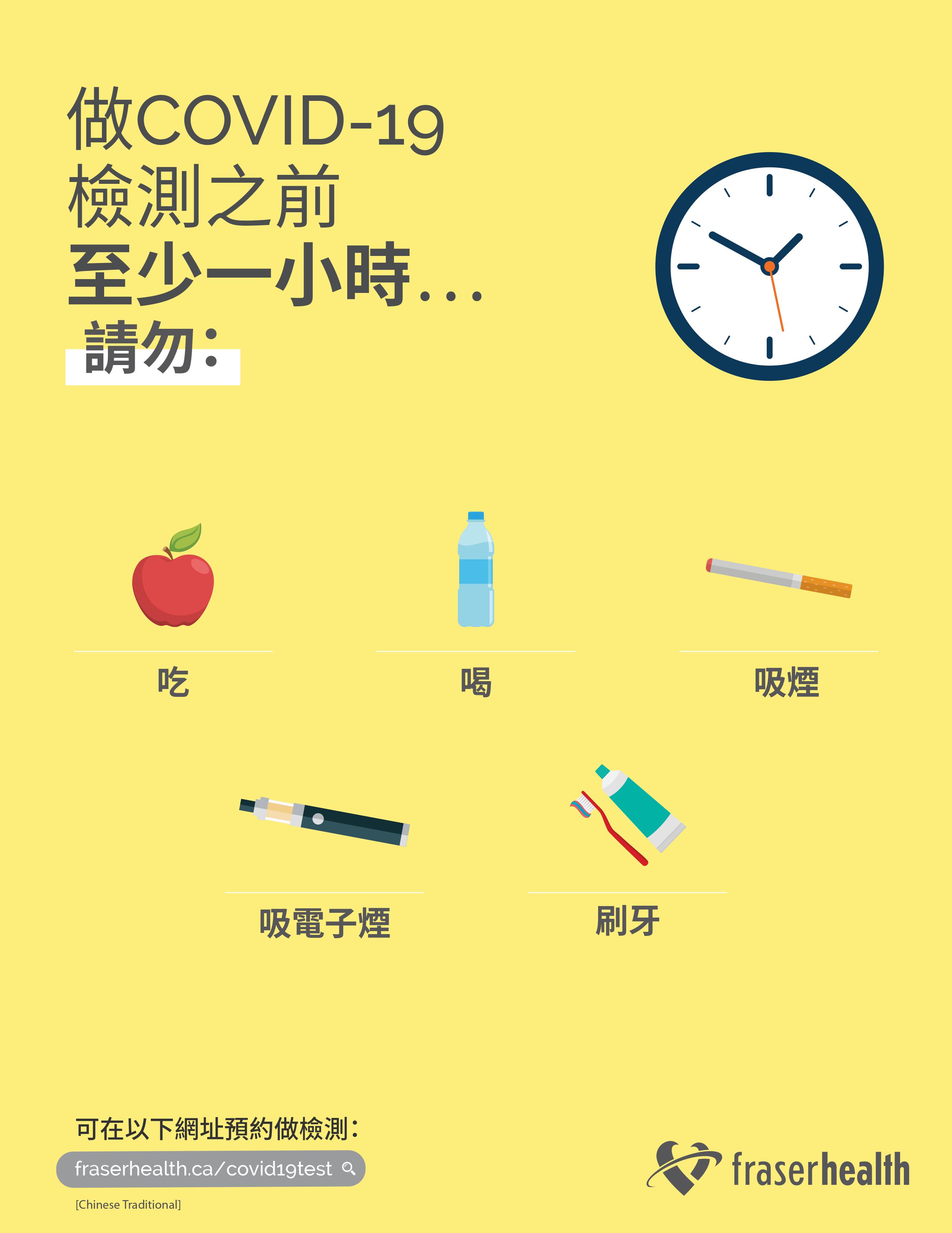 Instructions on how to prepare for your COVID-19 test in Traditional Chinese