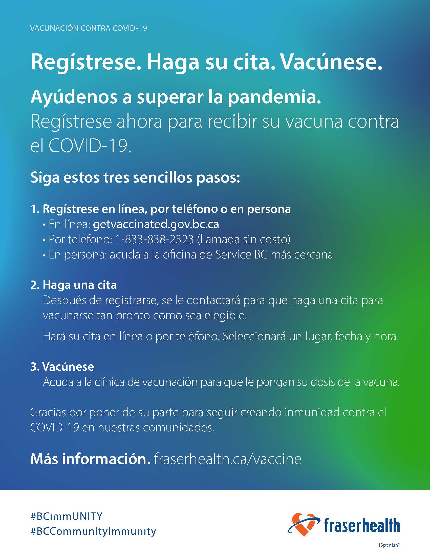 Vaccine registration for Spanish in colour