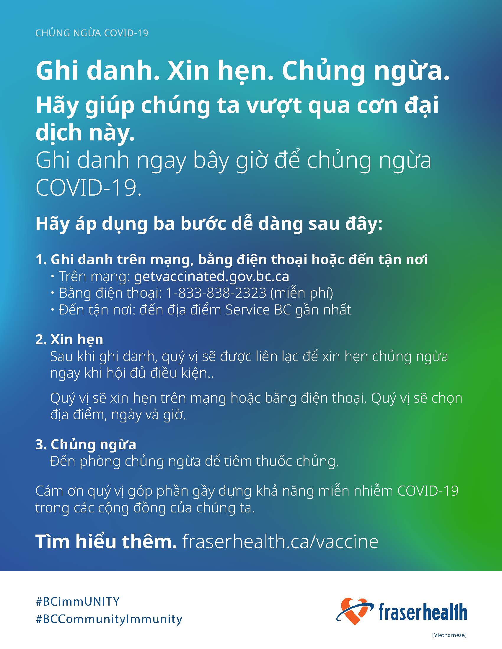 Vaccine registration for Vietnamese in colour