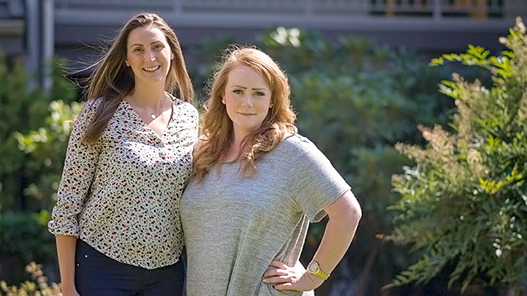 Julia Wood, Substance Use Services Access Team member, with client Kaitlyn Busswood.
