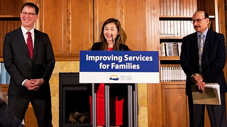 Minister Dix et al announcing increase to residential funding in Burnaby, B.C.