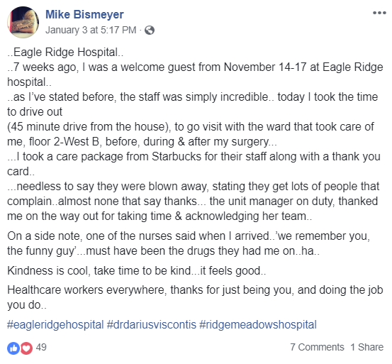 Eagle Ridge Hospital high five - January 7, 2019