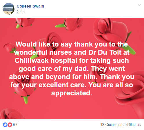 Chilliwack General Hospital high five facebook